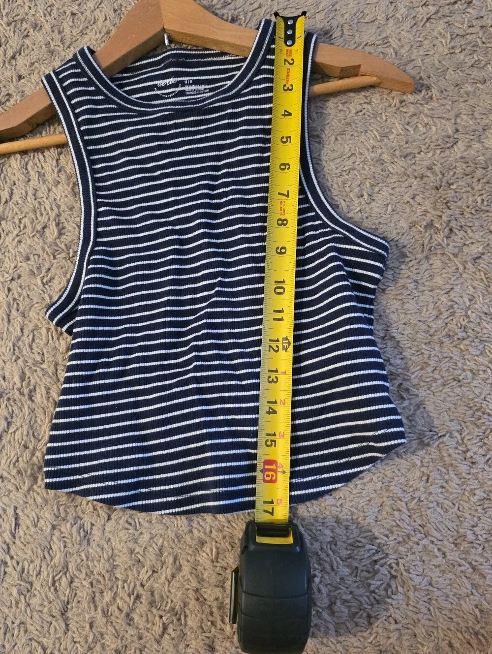 Aerie Ribbed Cropped Tank Top Striped Navy White Womens M NWT Preppy Coastal - Picture 6 of 7